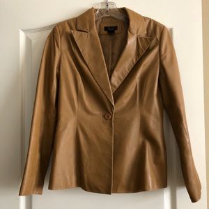 Camel Brown Leather Blazer
